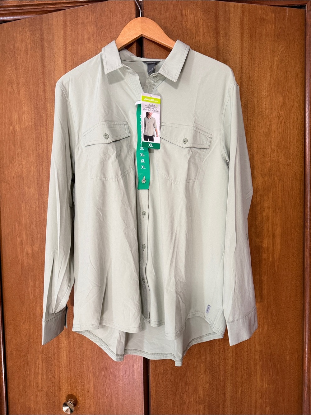 Eddie Bauer Light Sage Long Sleeve Button-Up Top